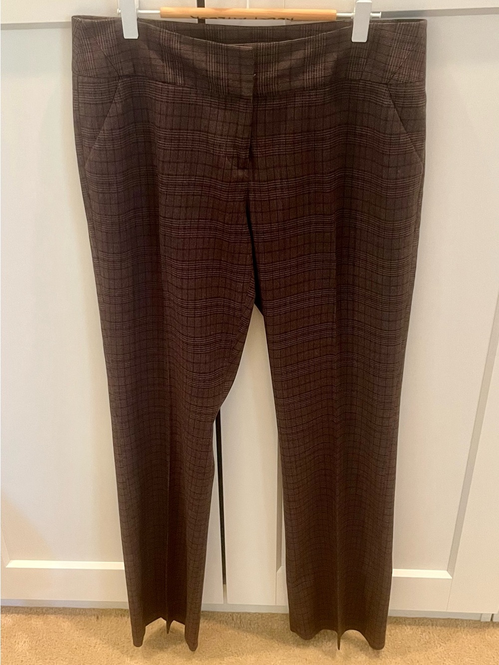 Amanda & Chelsea Brown Plaid Classic Trousers Fall Office Tailored Size 8